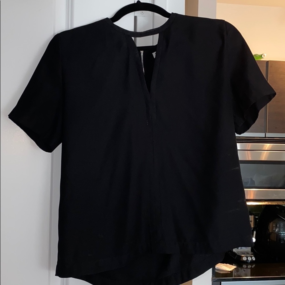 DKNYC Black Blouse with V Cutout